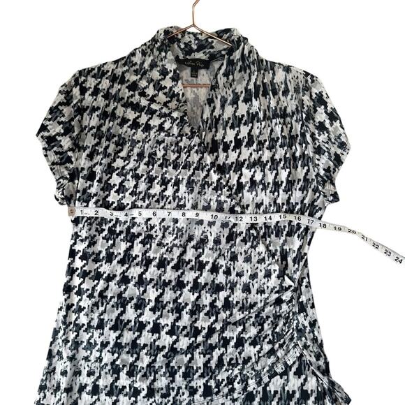 Melissa Paige faux wrap short sleeved houndstooth blouse size large - Picture 6 of 6